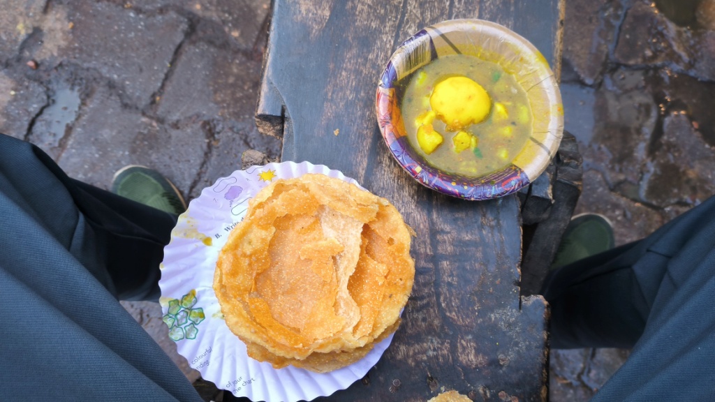 Poori Sabji breakfast at Janmabhumi