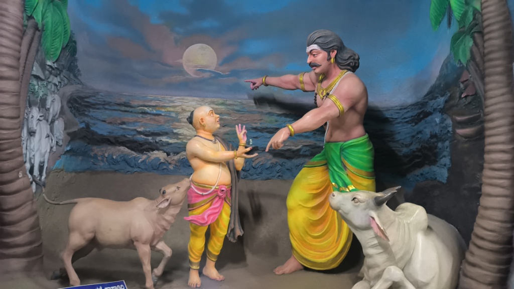 Ravana handing over Shiv Linga