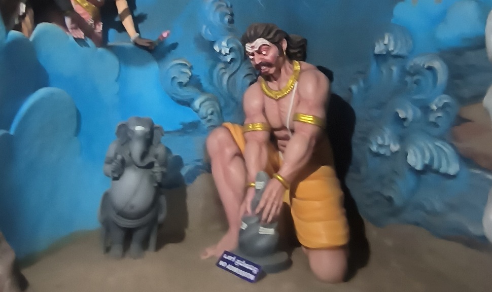 Ravana trying to uproot Shiv Linga