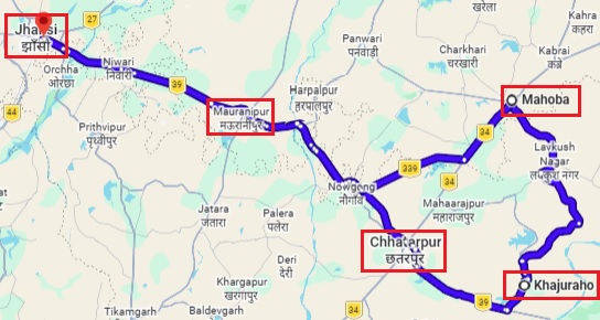 Jhansi-Khajuraho By Road