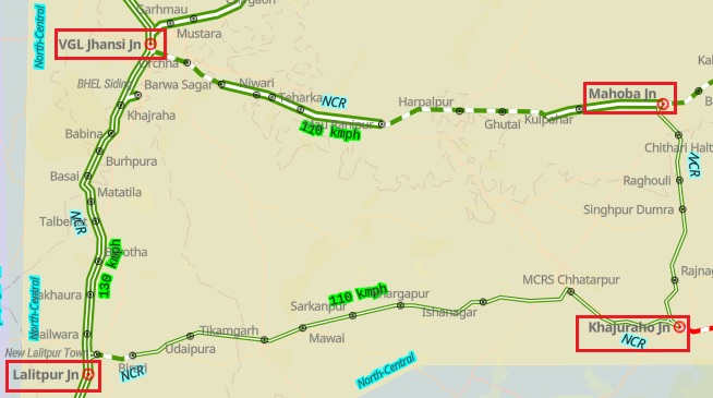 Jhansi-Khajuraho Rail Route